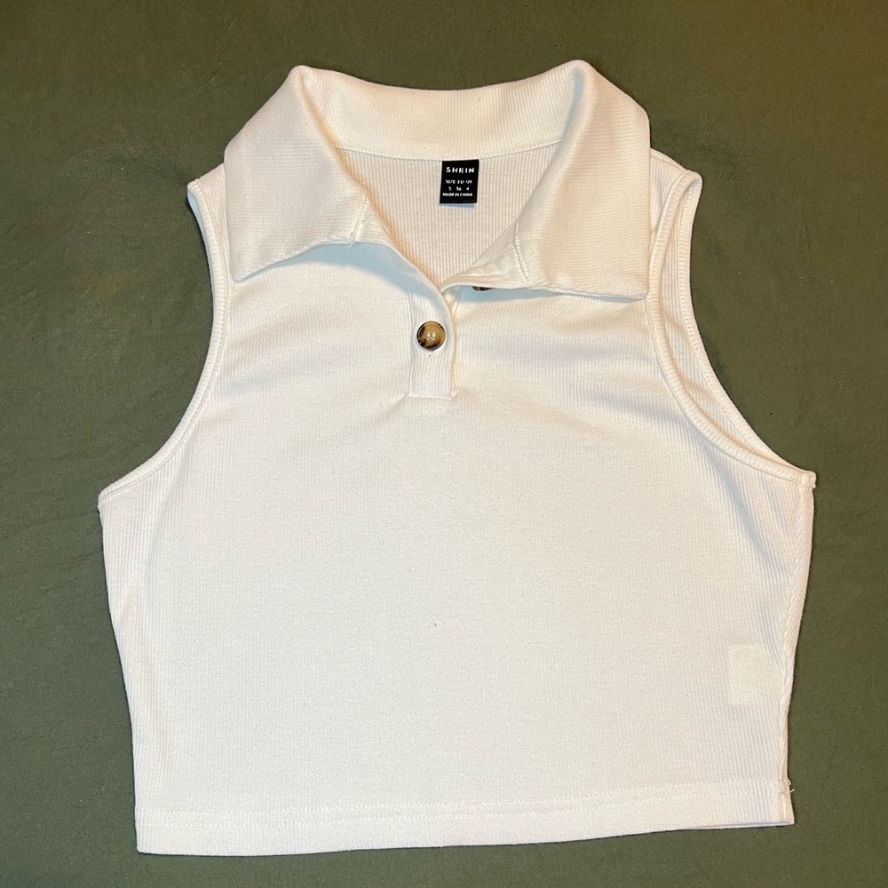 SHEIN half button rib-knit tank top